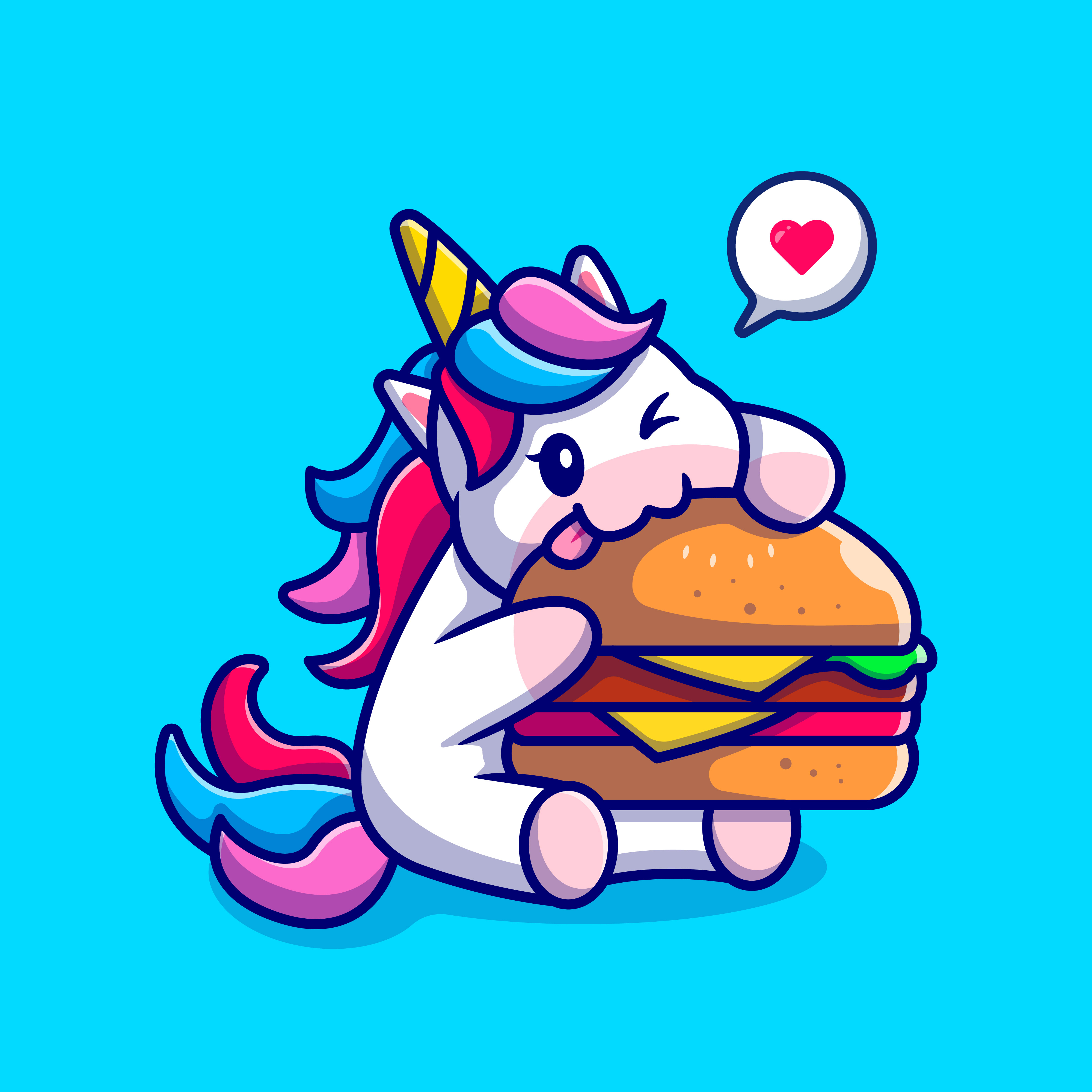 Du siehst fluffy das fastfood essende einhorn.